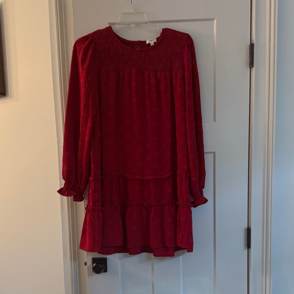 Umgee Red Mini Dress with Long Sleeves